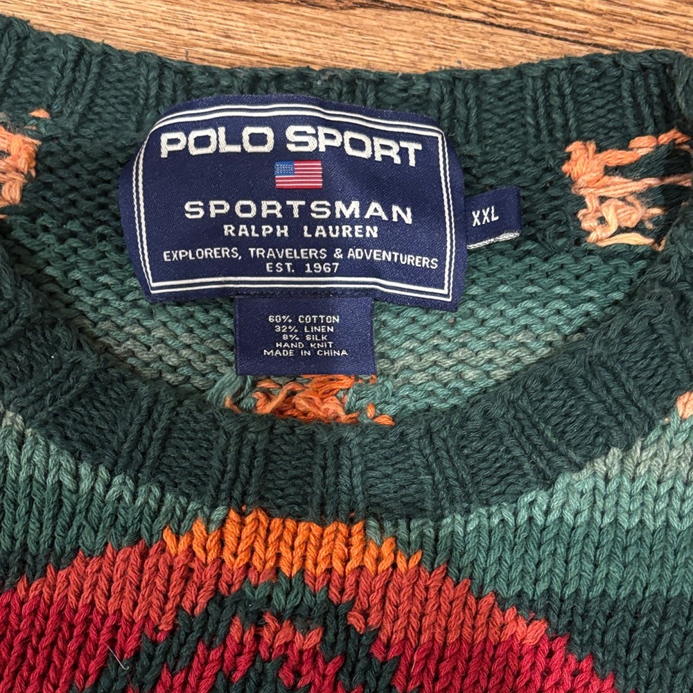 Hand knit Polo by Ralph Lauren Men's Multicolor Southwestern Crewneck Sweater - Picture 2 of 10